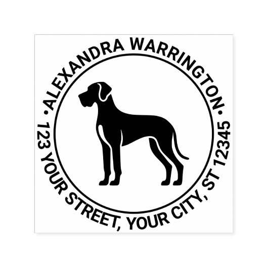 Great Dane-hond Staande Silhouet Naam Retouradres Zelfinktende Stempel (Design)