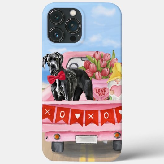 Great Dane-hond Valentijnsdag-vrachtwagen Case-Mate iPhone Case (Achterkant)