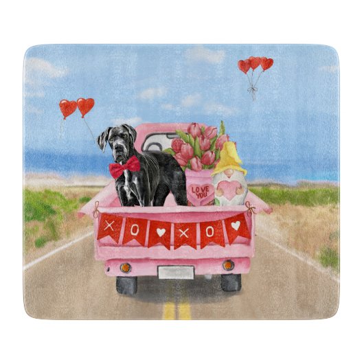 Great Dane-hond Valentijnsdag-vrachtwagen Snijplank (Voorkant)
