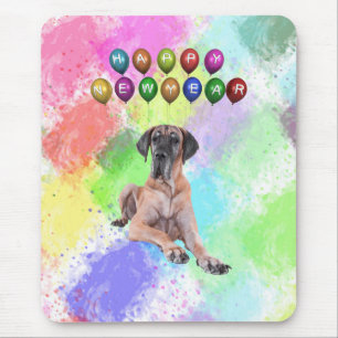 Great Dane hond wenst een gelukkig nieuwjaar Muismat