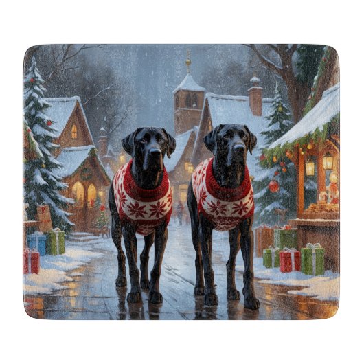 Great Dane Honden Kerst Sneeuw Vakantie Snijplank (Voorkant)