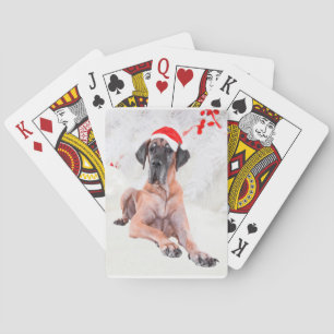 Great Dane hondenhoed vrolijk kerstfeest Pokerkaarten