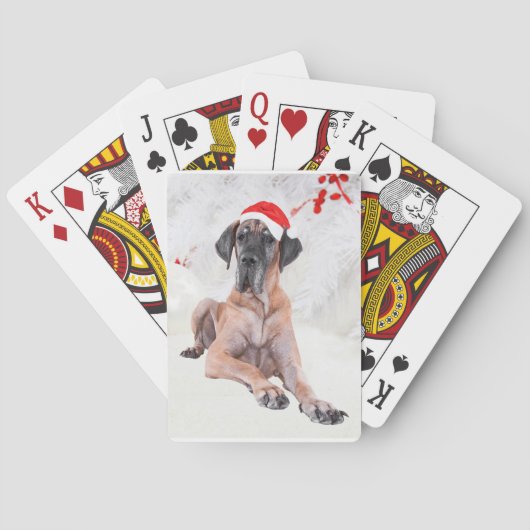 Great Dane hondenhoed vrolijk kerstfeest Pokerkaarten (Achterkant)