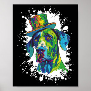 Great Dane hondenhoofd Iers grappig St. Patrick's Poster