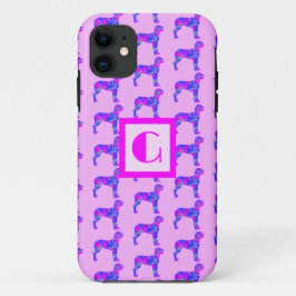 Great Dane Hondenliefhebber Pink & Blue Monogram Case-Mate iPhone Case