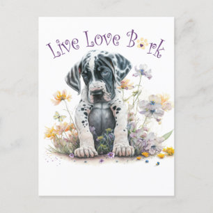 Great Dane Hondenmoeder Bloemen Briefkaart