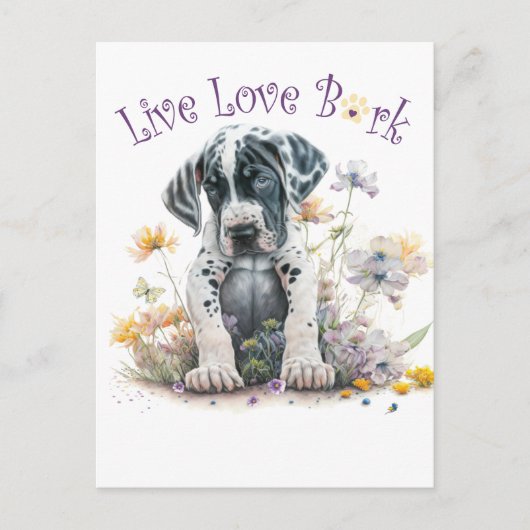Great Dane Hondenmoeder Bloemen Briefkaart (Voorkant)