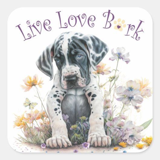 Great Dane Hondenmoeder Bloemstuk Vierkante Sticker (Voorkant)