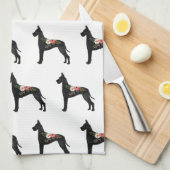 Great Dane Hondenras Boho Floral Silhouette C Theedoek (Quarter Fold)