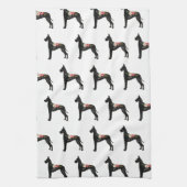 Great Dane Hondenras Boho Floral Silhouette C Theedoek (Verticaal)