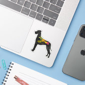 Great Dane Hondenras Boho Floral Silhouette N Sticker (Laptop met iPhone)