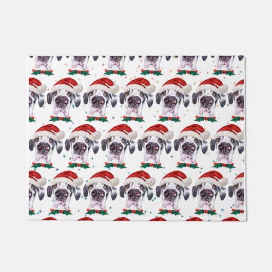 Great Dane hondenras Kerststerren Deurmat (Voorkant)