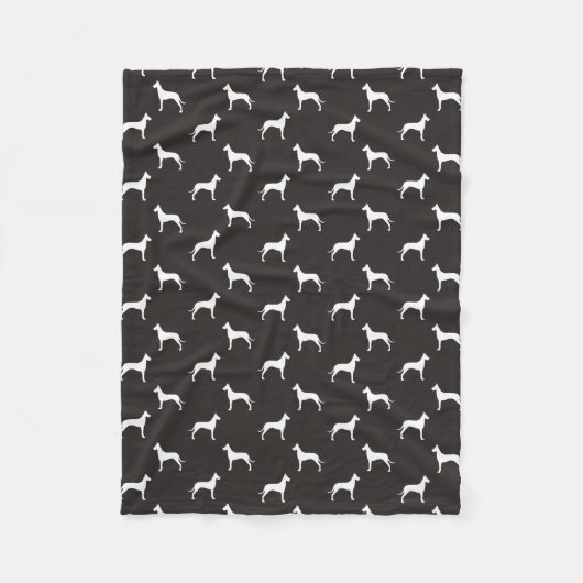 Great Dane Hondenras Silhouettes Patroon Fleece Deken (Voorkant)