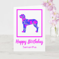 Great Dane Hot Pink Silhouette Dog Funny Birthday