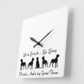 Great Dane Humor Eat Sleep Dog Pet Animal Vierkante Klok (Hoek)