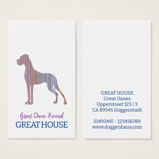 Great Dane-illustratie Pastelkleurige Visitekaartj Visitekaartje (Voorkant /achterkant)