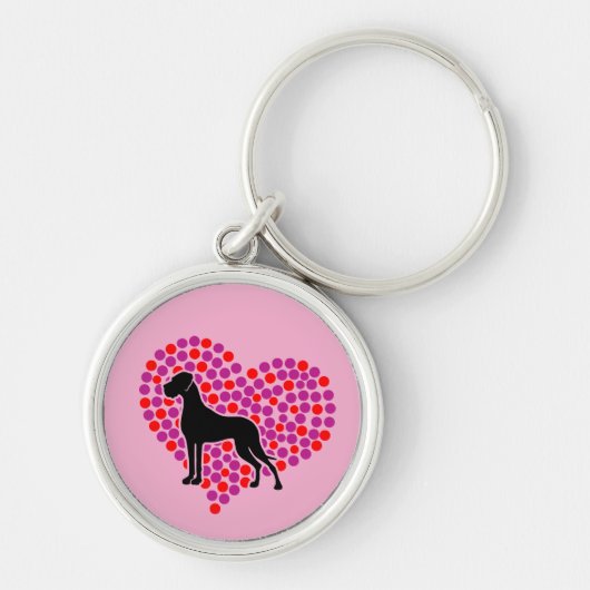 Great Dane in a Heart Sleutelhanger (Voorkant)