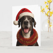 Great Dane in a Santa hat Christmas card Kaart (Gele Bloem)