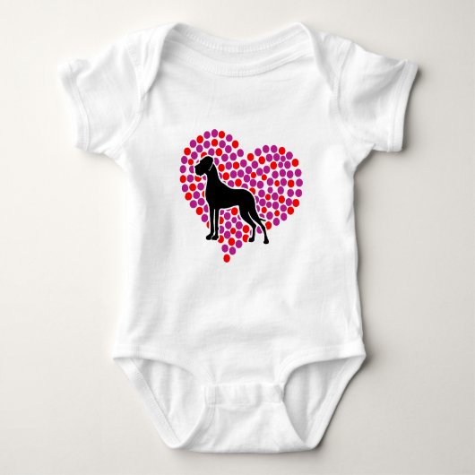 Great Dane in een Hart Romper (Voorkant)