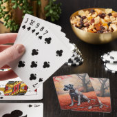 Great Dane in herfstbladeren val inspireert Pokerkaarten (Insitu)