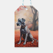 Great Dane in herfstbladeren val inspireren Cadeaulabel (Achterkant)