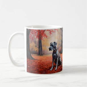 Great Dane in herfstbladeren val inspireren Koffiemok
