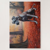 Great Dane in herfstbladeren val inspireren Legpuzzel (Verticaal)