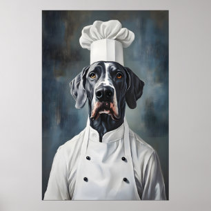 Great Dane in kooksmuts poster, grappige huisdier Poster