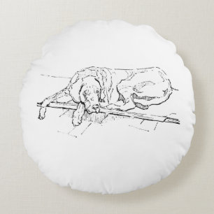Great Dane, Inkt Hondenillustratie Rond Kussen