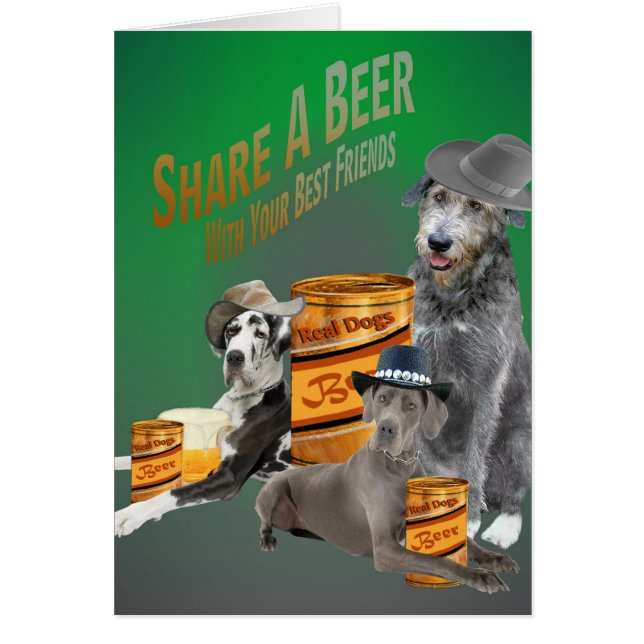 Great Dane Irish Wolfhound Share a Beer Cards (Voorkant)