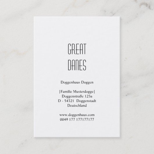 Great Dane kaarten Visitekaartje (Voorkant)