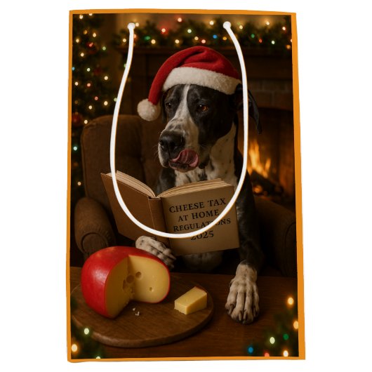 Great Dane Kaasbelasting Kerstcadeautas Medium Cadeauzakje (Voorkant)