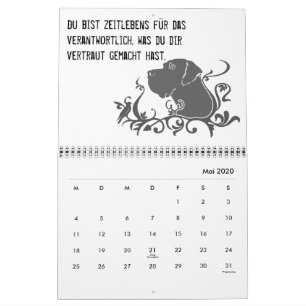 Great Dane kalender citaten zwart / Wit Duits