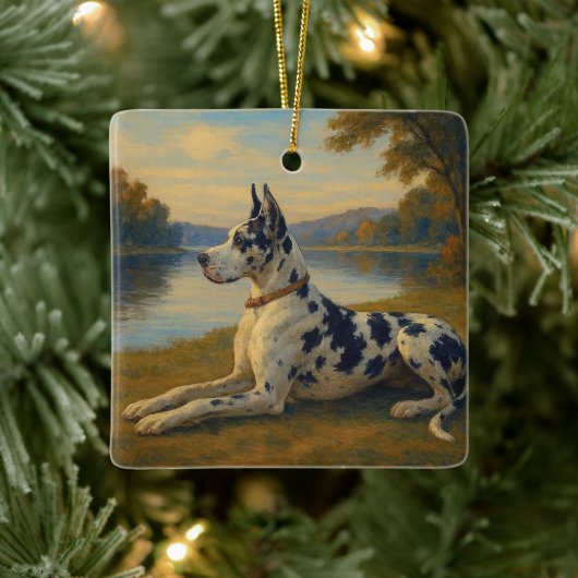 Great Dane Keramisch Ornament (Boom)