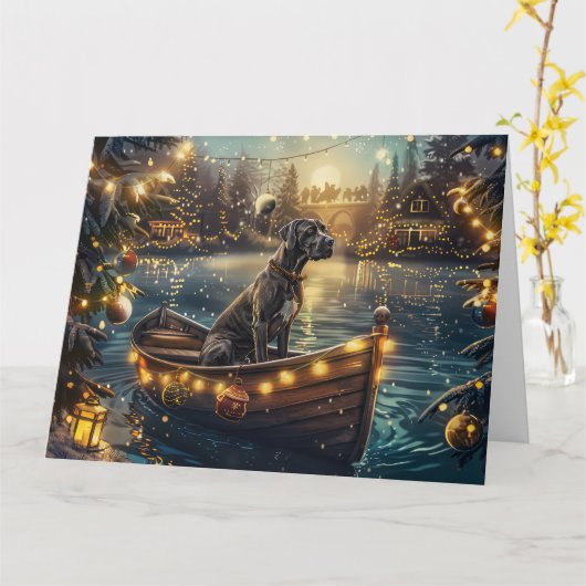 Great Dane Kerst Feestelijke Reis Kaart (Gele Bloem)