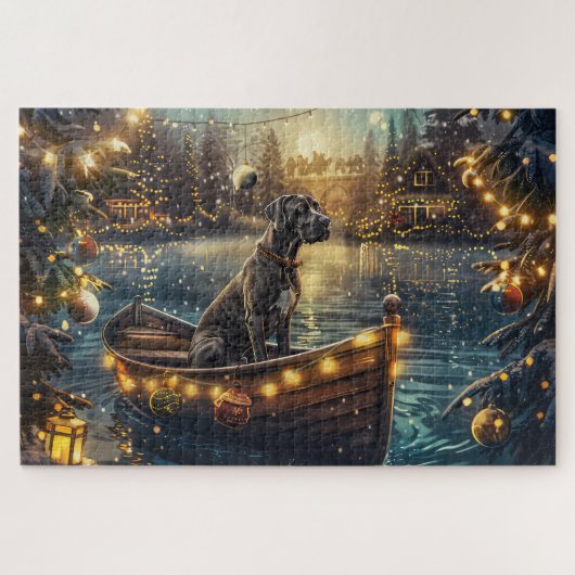 Great Dane Kerst Feestelijke Reis Legpuzzel (Horizontaal)