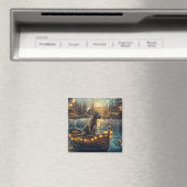 Great Dane Kerst Feestelijke Reis Magneet (Insitu (Vaatwasser))