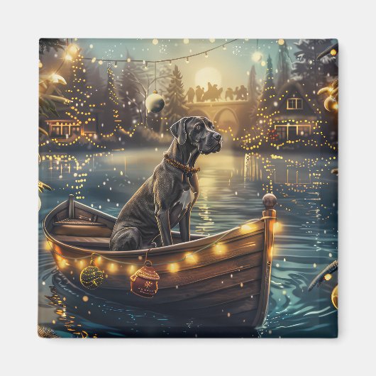 Great Dane Kerst Feestelijke Reis Magneet (Voorkant)