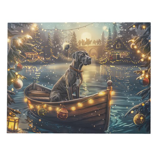Great Dane Kerst Feestelijke Reis Notitieblok (Voorkant)
