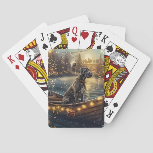Great Dane Kerst Feestelijke Reis Pokerkaarten (Achterkant)