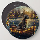 Great Dane Kerst Feestelijke Reis Ronde Button 6,0 Cm (Voorkant /achterkant)