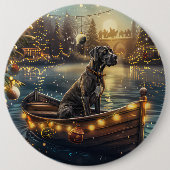 Great Dane Kerst Feestelijke Reis Ronde Button 6,0 Cm (Voorkant)