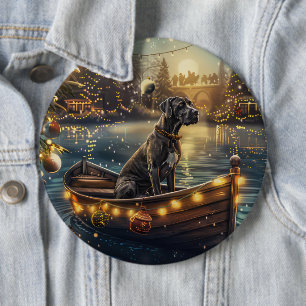 Great Dane Kerst Feestelijke Reis Ronde Button 6,0 Cm