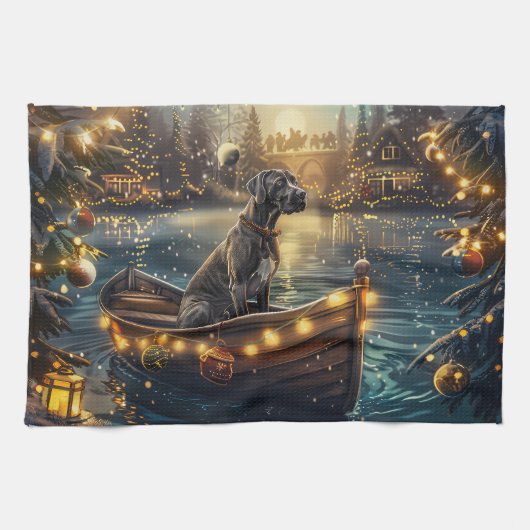 Great Dane Kerst Feestelijke Reis Theedoek (Horizontaal)