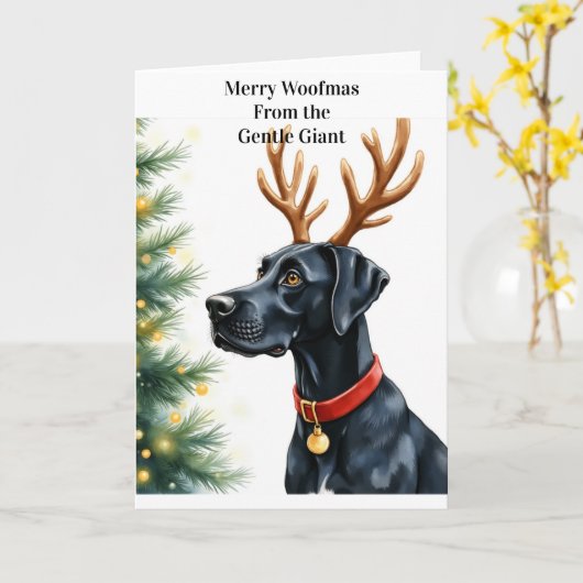 Great Dane Kerst Kaart (Gele Bloem)