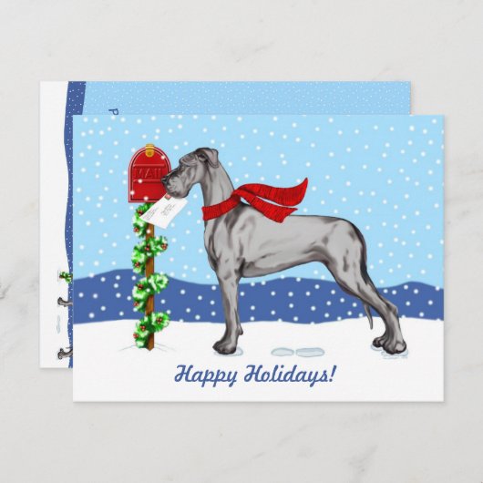 Great Dane kerst Mail Black UC Kaart (Voorkant / Achterkant)