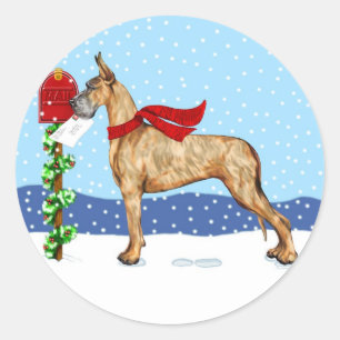 Great Dane kerst Mail Brindle Ronde Sticker