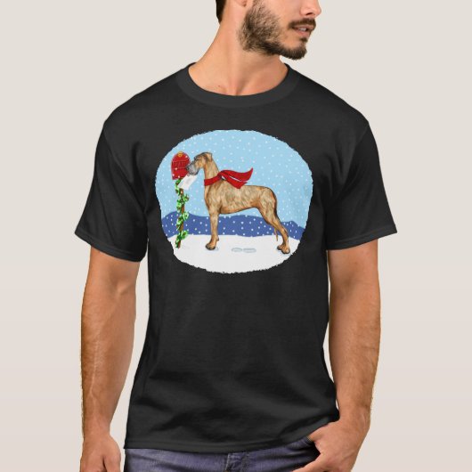 Great Dane kerst Mail Brindle UC T-shirt (Voorkant)