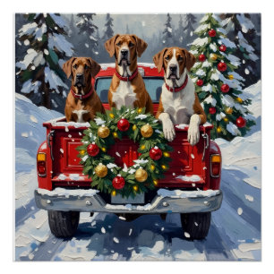 Great Dane Kerst Rode Truck Holiday Perfect Poster