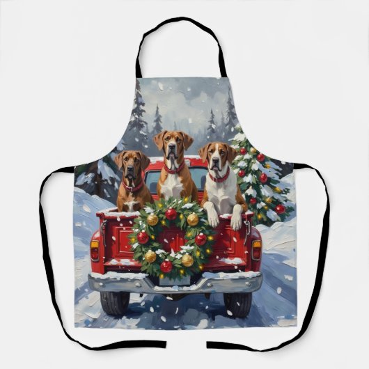 Great Dane Kerst Rode Truck Holiday Schort (Voorkant)